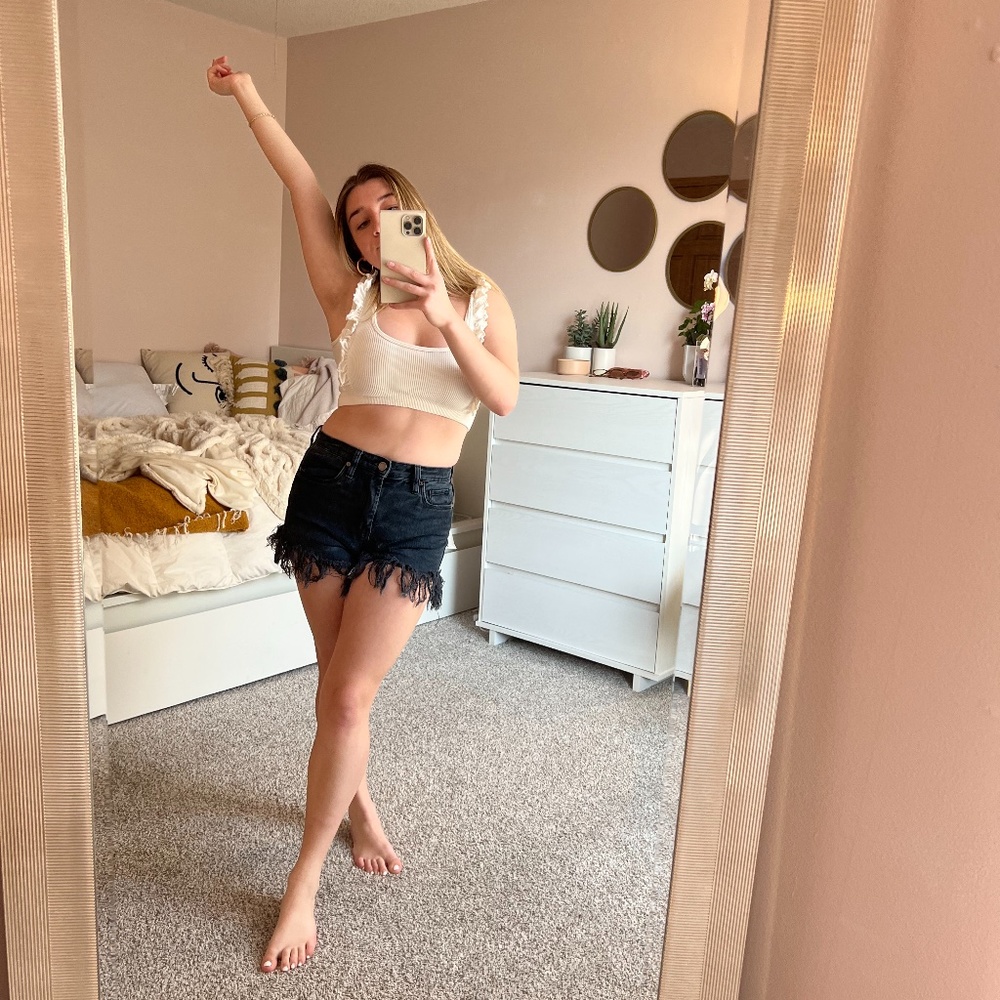 Black Fringe Shorts